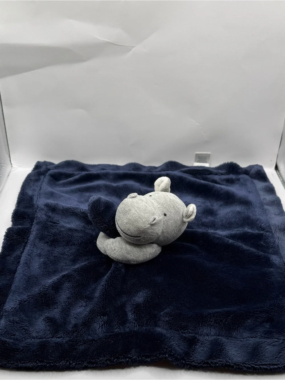 Carters Gray and Blue Hippo Lovey Security Blanket Soother Plush